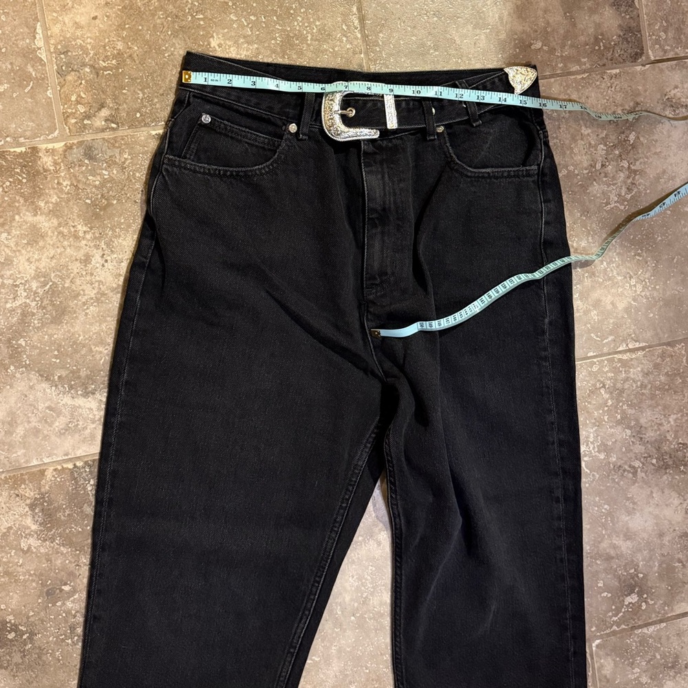 SANDRO women’s Stern Western Belted High Rise Straight Jeans in Black - Picture 11 of 16
